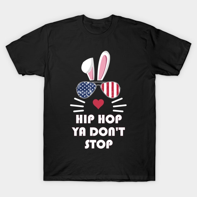 Easter Hip Hop Bunny Ears American Flag T-Shirt by Boo Face Designs